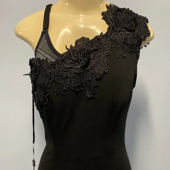 NWT Lotus Threads NYC One Shoulder Gown In Black Size 4 (Style 61490) - Picture 8 of 9